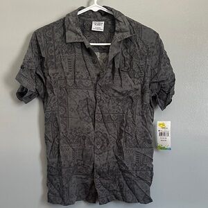 Kids Charcoal Patterned Button Down Shirt